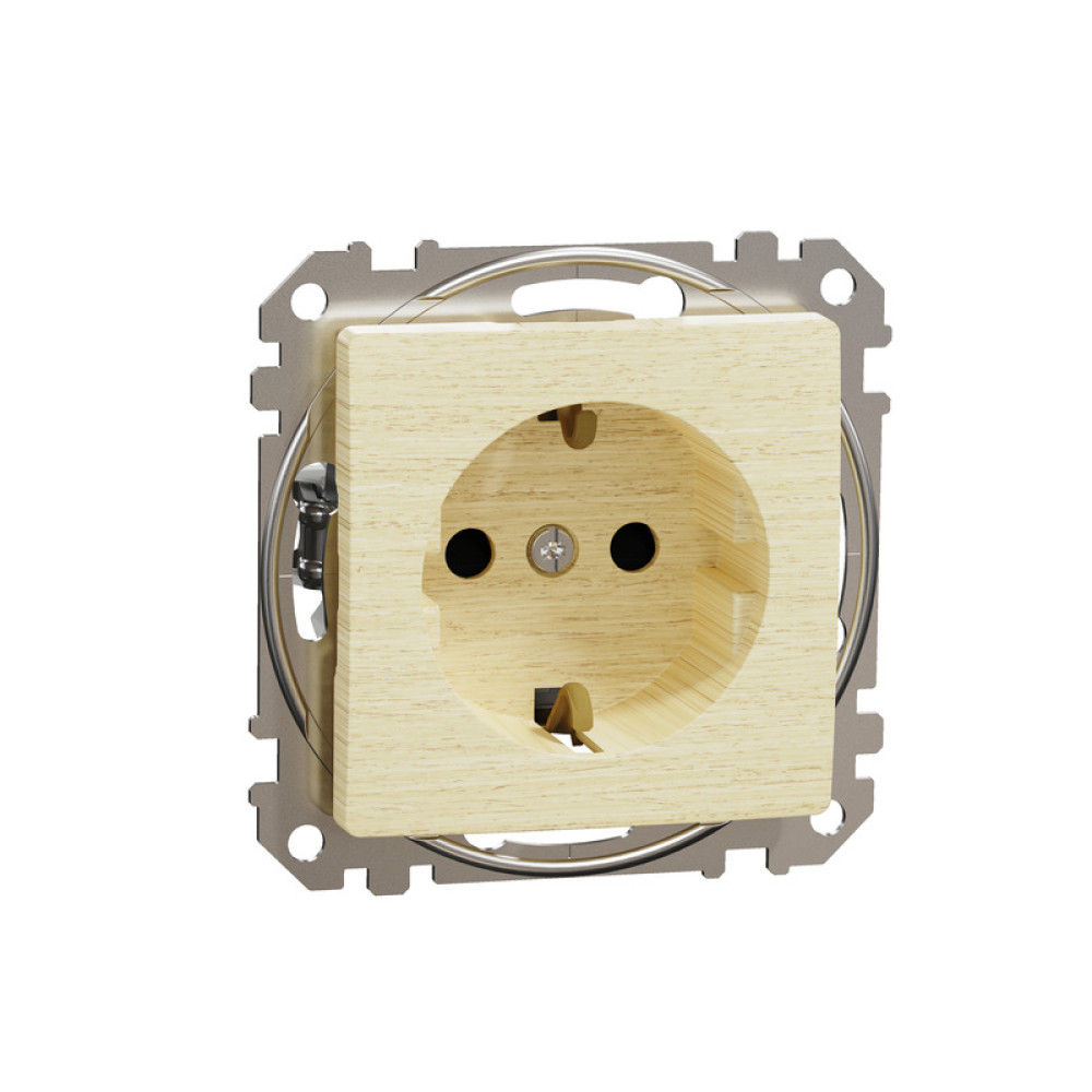 Розетка с заземлением и защитными шторками Schneider Electric Sedna Design Береза 16А SDD180022